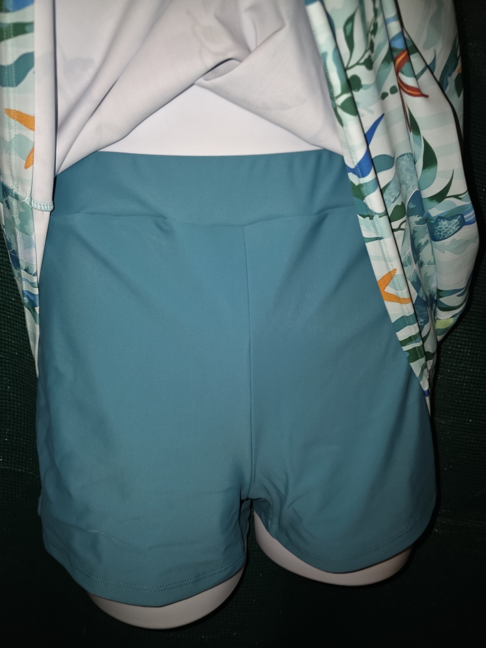 Size Large Sea Turtle Print Tankini Set Swimsuit Top Teal - Picture 4 of 5